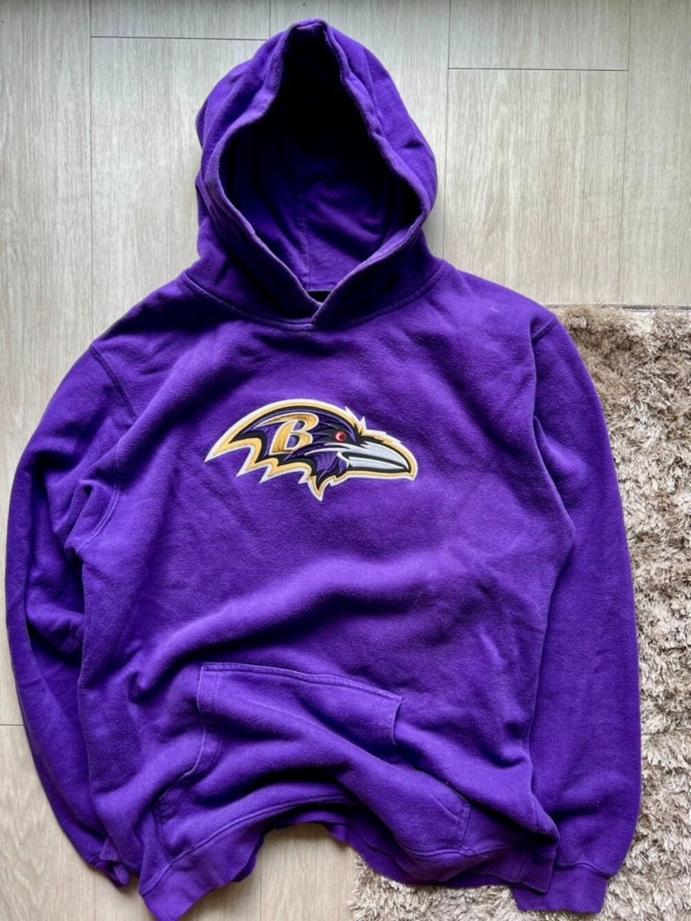 Y2K Reebok Baltimore Raverns Hoodie Men’s Large Embroidered Pullover Purple